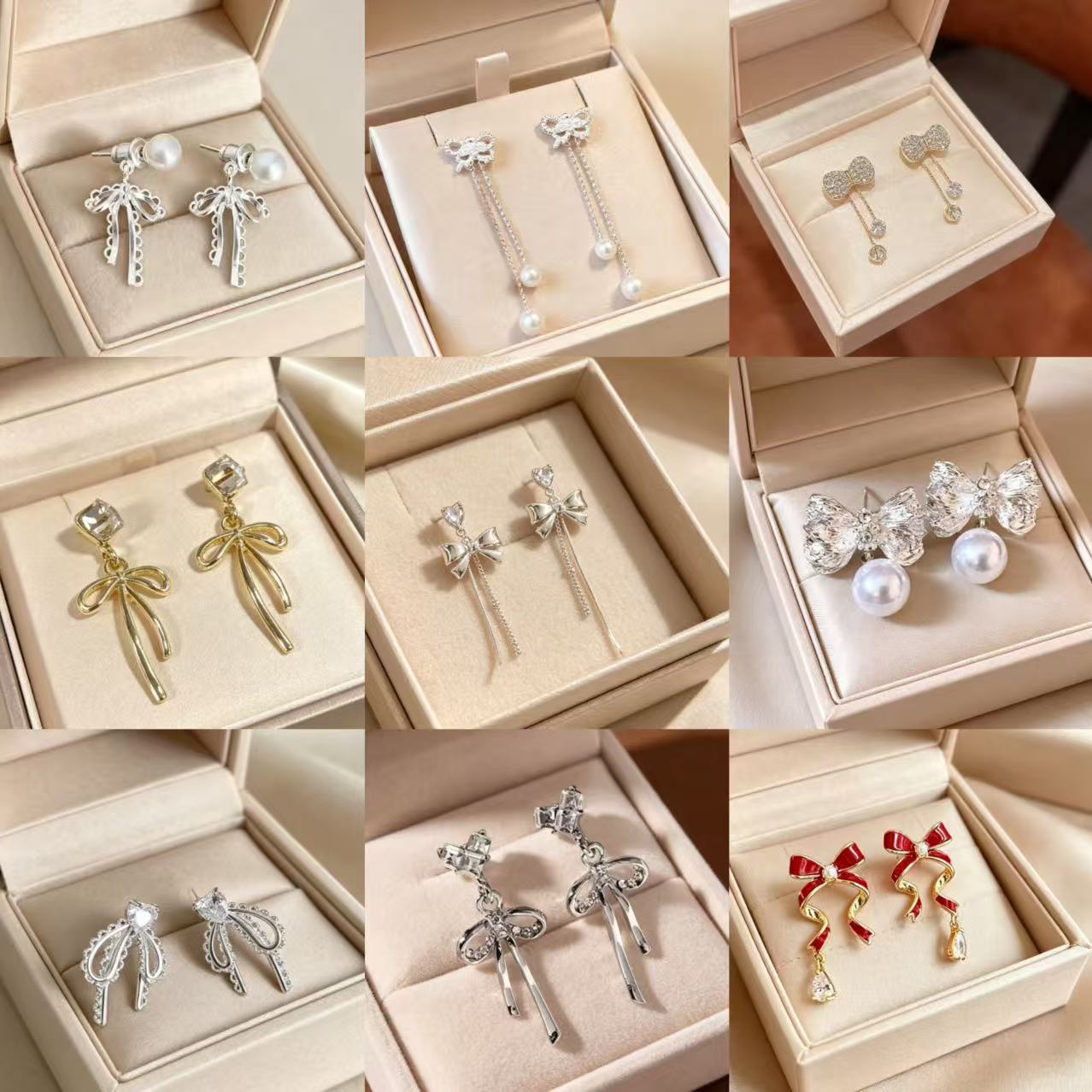 Elegant sophisticated fashionable cute earrings with zircon pearl…