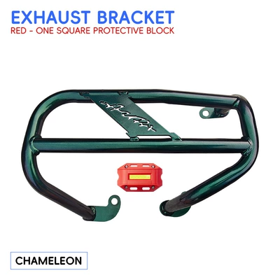 Motorcycle bumper bumpers, rear rack, silver protective - chameleonenhanced-exhaust-bar-red-protective-block