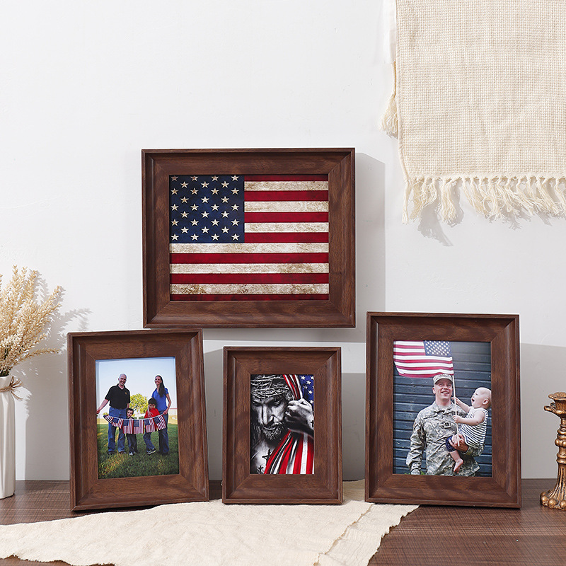 European and American small photo frame with bracket table 5 inch 6 inch 7 inch photo frame walnut color wall hanging photo frame European and American small photo frame with bracket table 5 inch 6 inch 7 inch photo frame walnut color wall hanging photo frame