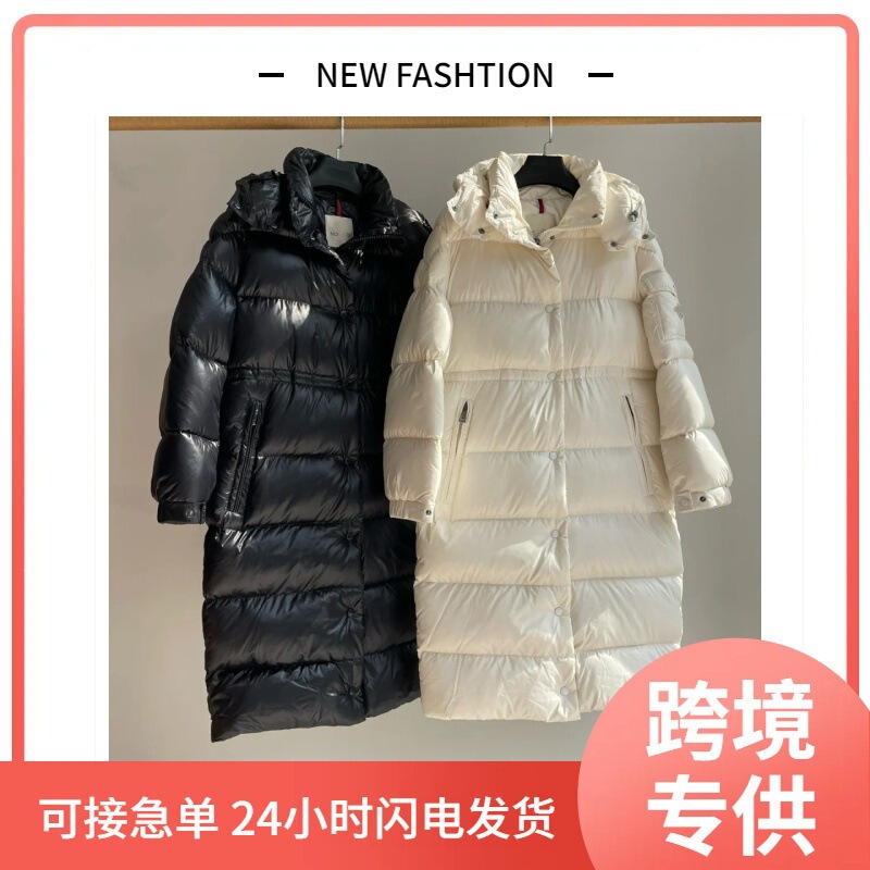 Autumn and Winter m Moncler Women's Mid-Length Hooded Putian down Jacket, Thickened and Warm, White Duck down Puffer Coat
