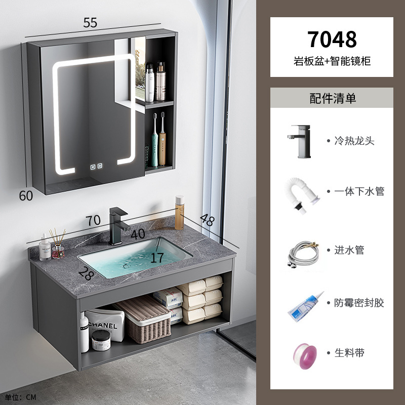 Casa de alquiler lavabo de pared gabinete combinación lavabo pequeño apartamento baño lavabo de cerámica cuenca integrada