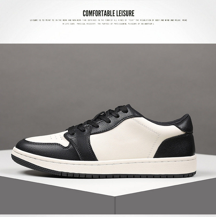 Giày sneaker nam da bò thoáng khí, đế bệt, dây buộc phía trước — 88055 Đen đỏ (da bò), 88055 đen và trắng (da bò) chi tiết 18