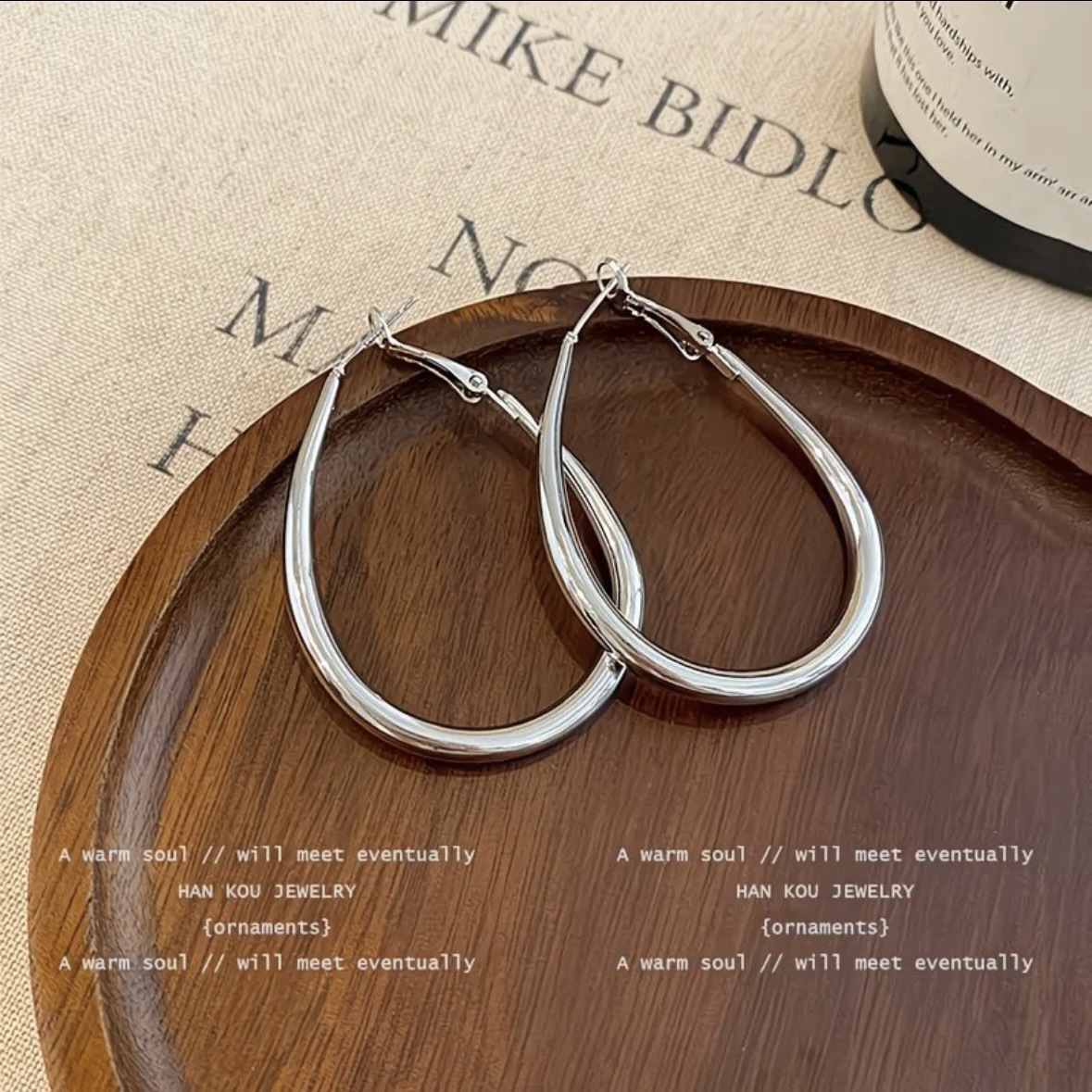 Minimalist Personality Earrings for Women, Niche Design Earrings, Cool Style Teardrop Large Hoop Earrings, Fashionable Temperament Hoop Earrings