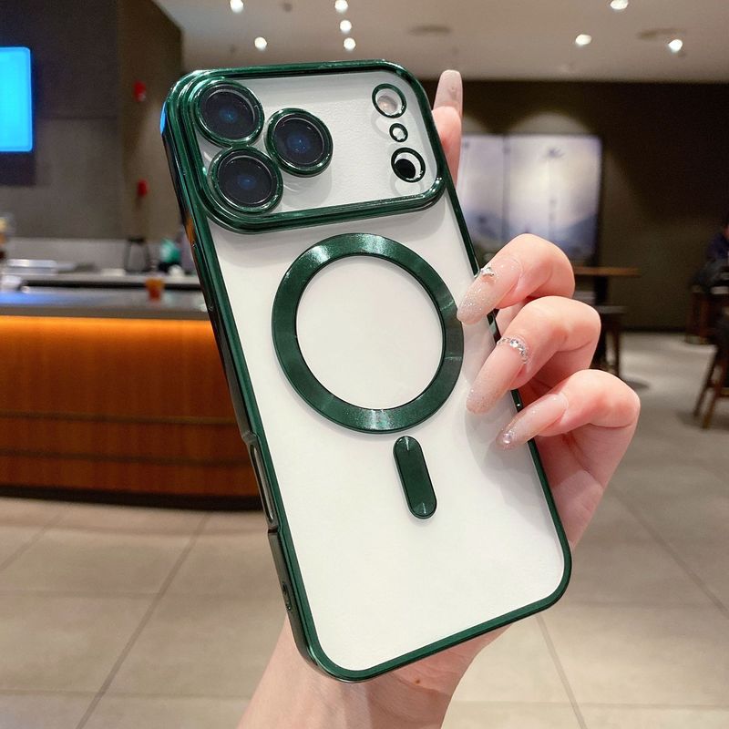 适用iPhone17PROMAX手机壳透明电镀磁吸苹果16全包镜头防摔保护套|undefined