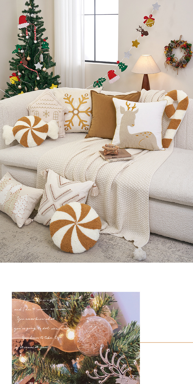 Christmas ins style pillow living room home sofa cushion loop velvet embroidered candy pillowcase_voghion.com