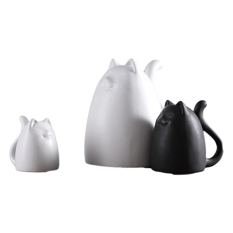 Nórdico salón TV gabinete decoración creativa cerámica hogar artesanía familia de tres gato decoración al por mayor