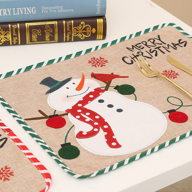 Christmas cross-border table mat decoration home supplies cartoon old man linen placemat atmosphere arrangement gift ornaments