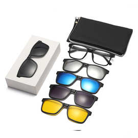 新款复古偏光太阳镜男士磁吸套镜防晒墨镜金属铰链眼镜框9503批发