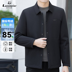 男式轻羽绒服秋冬商务翻领白鸭绒羽绒服牛奶丝面料爸爸装羽绒外套