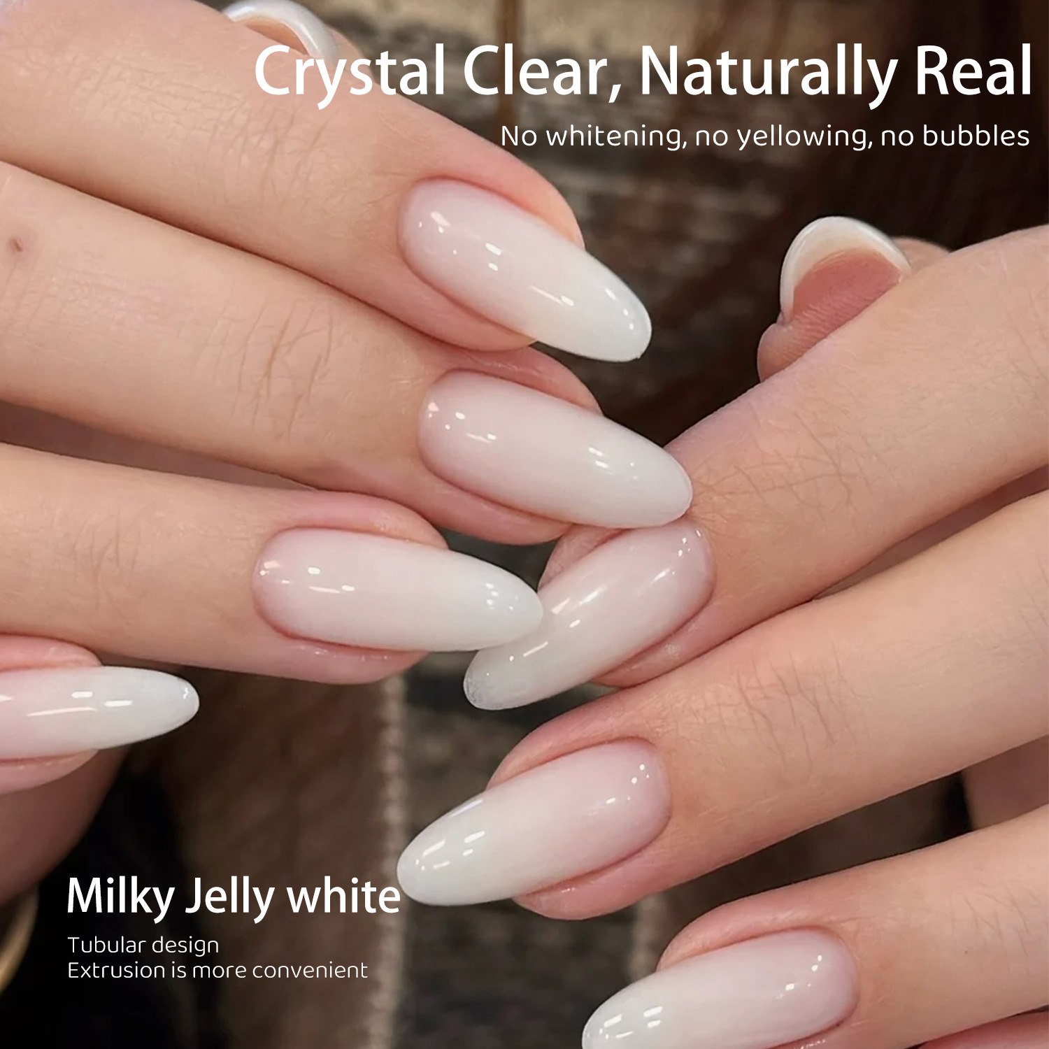 2025 nuevo cristal blanco lechoso extensión pegamento de nail polish adhesivo de papel de pegamento de función de manicura natural radiante
