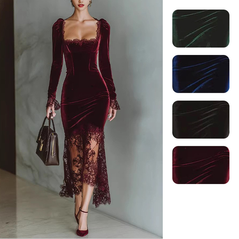 Independent Site Amazon European and American Women's Clothing Cross-Border French-Style Banquet Dress Elegant Lace Patchwork Dress for Women 8221 Independent Site Amazon European and American Women's Clothing Cross-Border French-Style Banquet Dress Elegant Lace Patchwork Dress for Women 8221