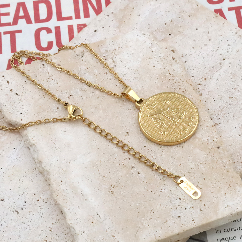 18g Weight Pendant Necklace Classification 1 Piece Quantity Daily Occasion Stainless Steel, Titanium Steel Material Constellation Pattern Unisex Gender Plating Design Streetwear Style Streetwear Constellation Stainless Steel Titanium Steel Pendant Necklace In Bulk 2