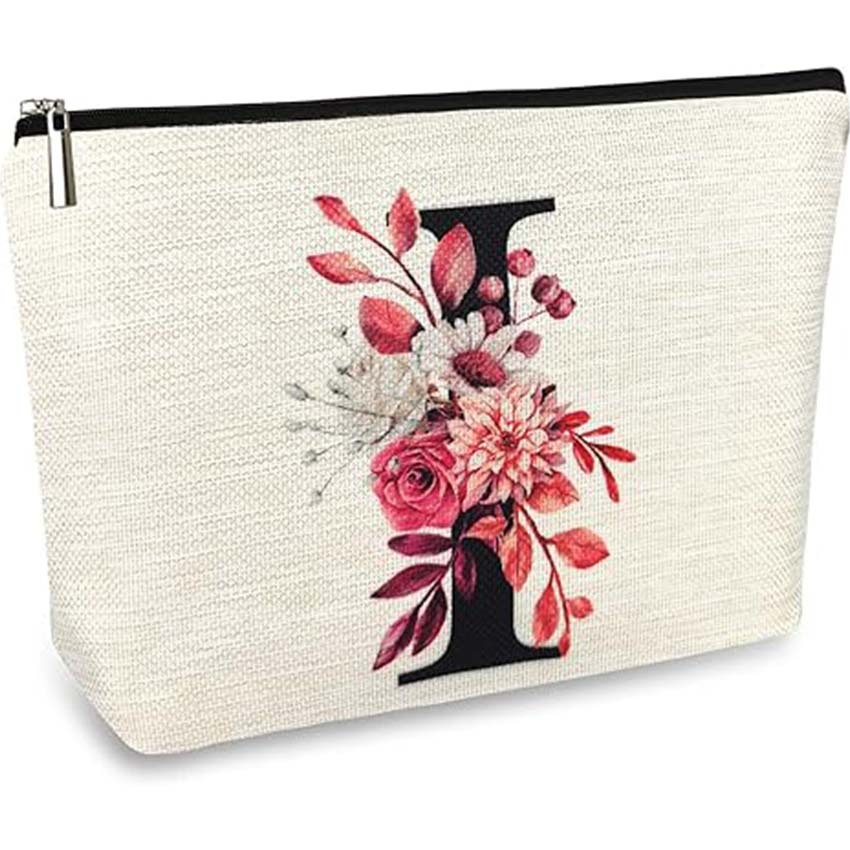 Bolso de cosméticos para mujer de Amazon transfronterizo letra patrón creativo bolsa de cosméticos bolsa de almacenamiento bolsa de cremallera impermeable de lino
