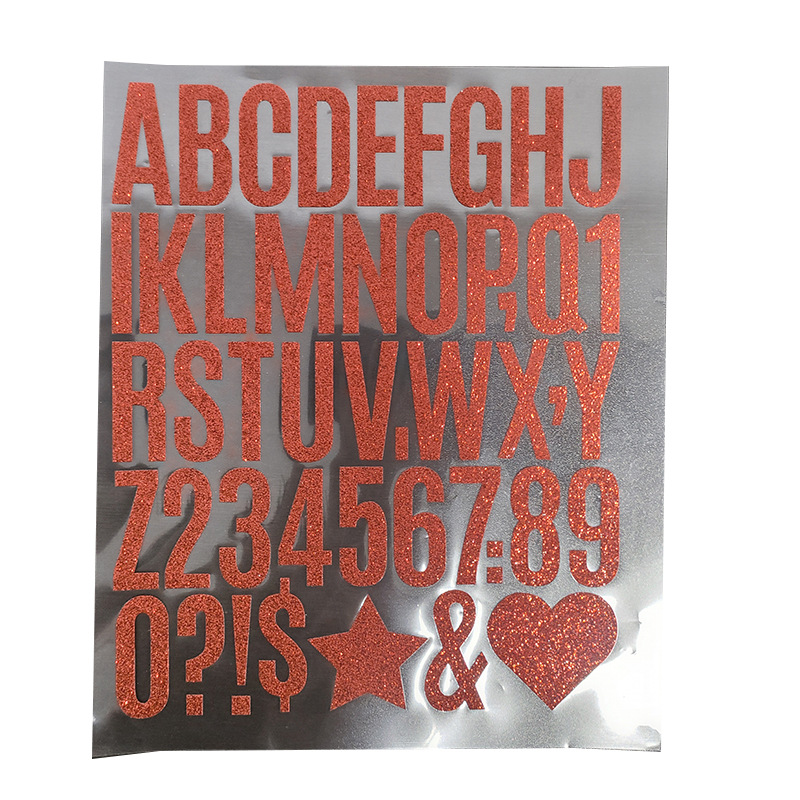 Pegatinas de letras de brillo transfronterizas, impermeables, buzones de correo de gran tamaño, decoración de regalos creativos, pegatinas digitales de brillo de bricolaje