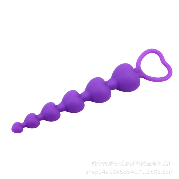 Heart-Shaped Silicone Anal Beads, Soft Flexible Unisex Adult Toy, Black — detail image 12