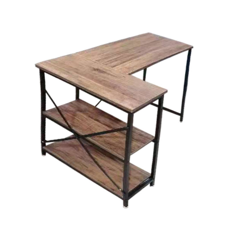 Home Small Apartment Desktop Corner Computer Desk Office Wrought Iron L-Shaped Solid Wood Desk Factory Direct Sales Solid Wood Desk