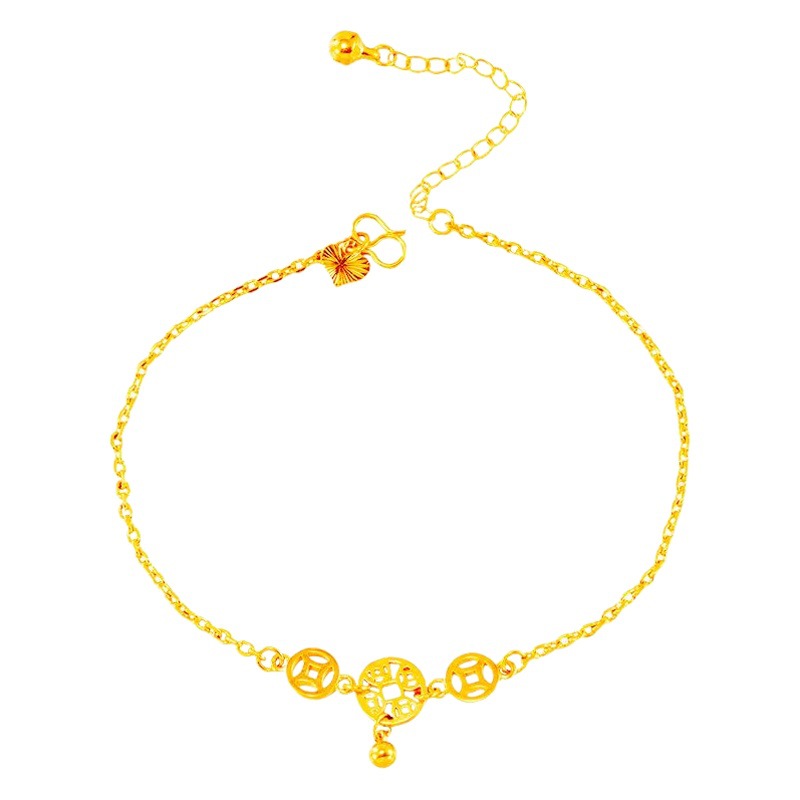 De imitación de lujo 24K Moneda de Oro tobillera de arena femenina RED DE ORO Rojo Vivo suministro de joyas todo-fósforo de la Playa decoración del pie