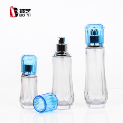 现货新款护肤品套装分装瓶菱形玻璃化妆品分装瓶水乳膏霜玻璃瓶