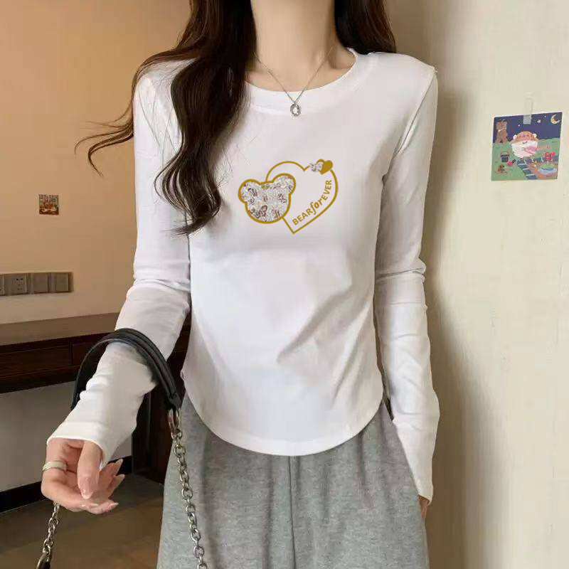 螺纹棉长袖t恤女小众设计感下摆不规则春秋季修身百搭打底衫上衣|undefined