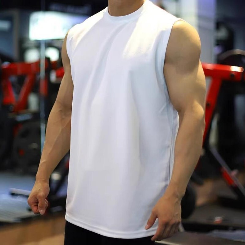 Summer gym vest wide shoulder sleeveless waistcoat cotton loose men's muscle breathable training T-shirt basketball tide