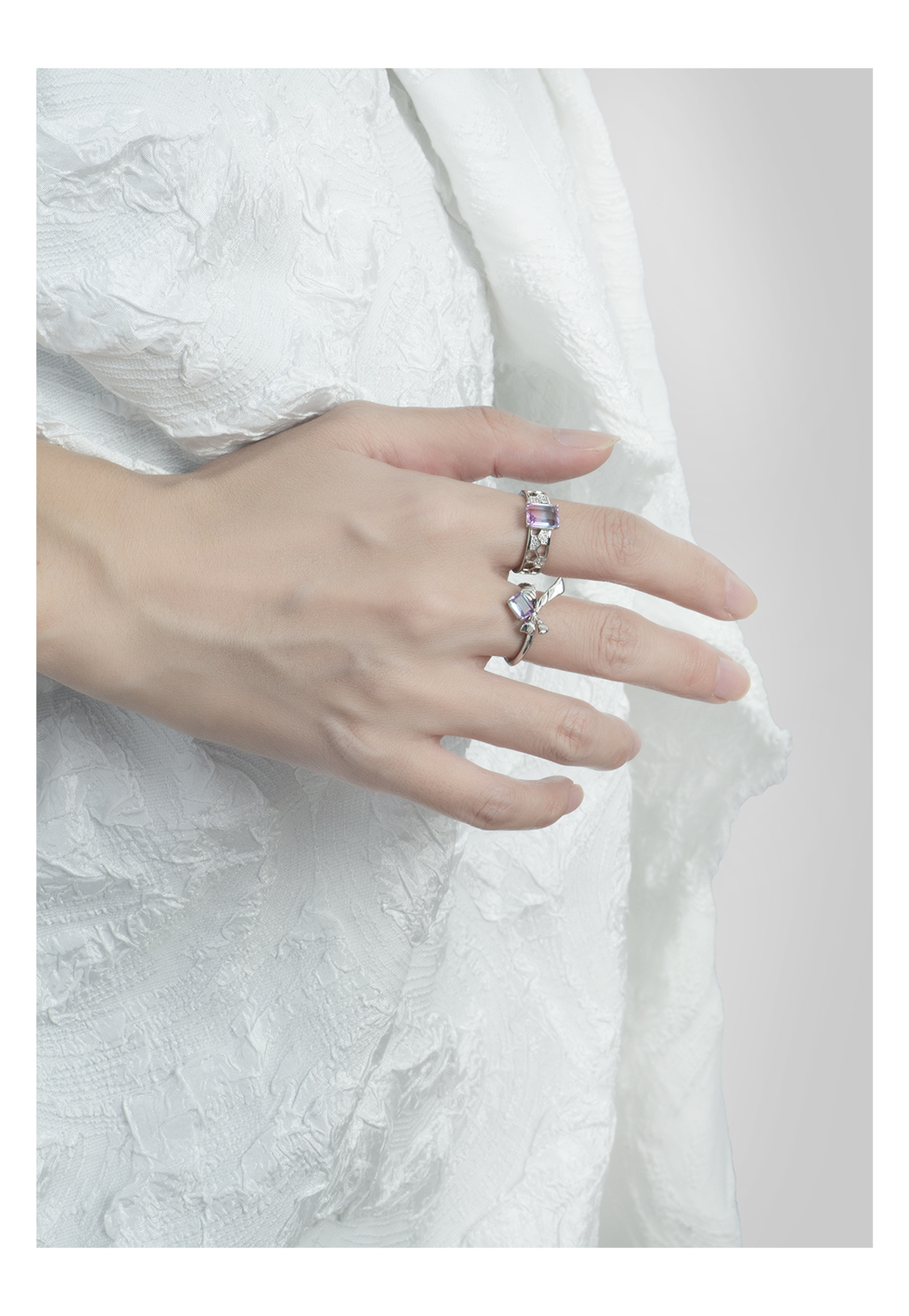 Fashion Bow Knot Copper Plating Zircon Open Ring