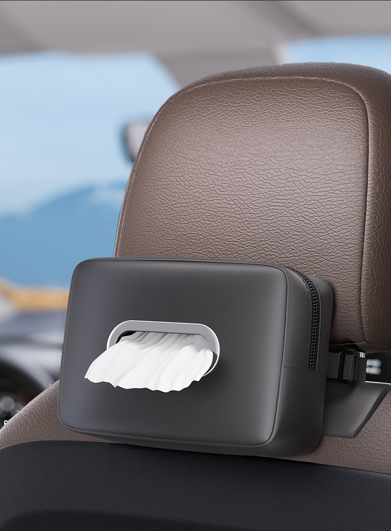 Car Tissue Box Multifunctional Seat Back Hanging Car Tissue Box Armrest Box Nappa Leather Car Tissue Box