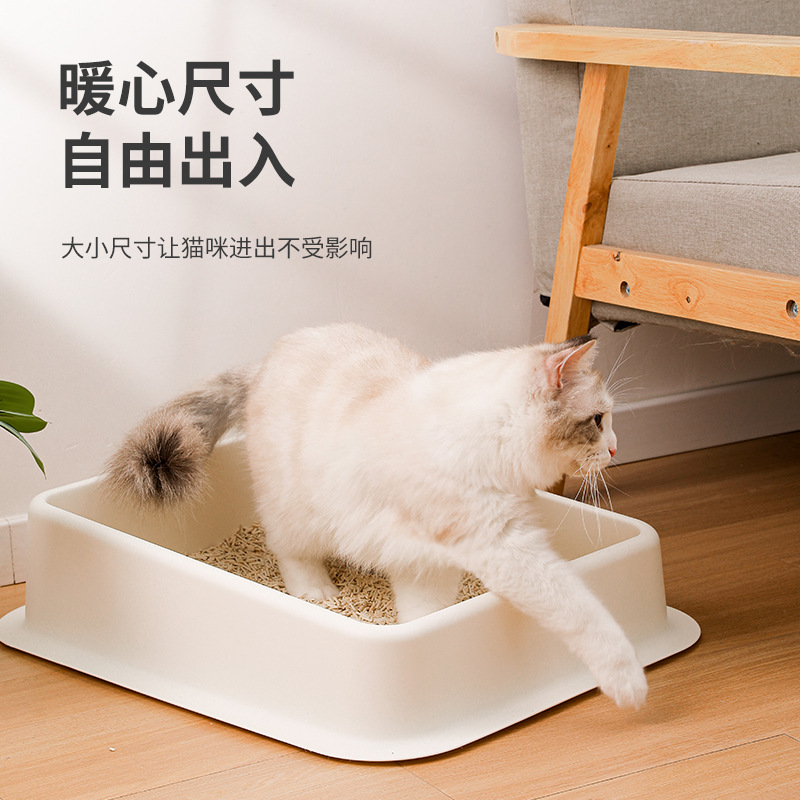 Pipitao original simple caja de arena para gatos a prueba de fugas caja de arena para gatos a prueba de salpicaduras desodorante abierto inodoro para gatos grandes en stock