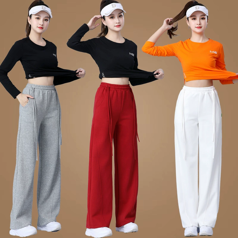 Клубы танцевальная одежда новый осенний длинный рукав с высоким пулевыми хлопчатобумажной танцевальной одеждой спортивный костюм костюм стримеры брюки набор 666