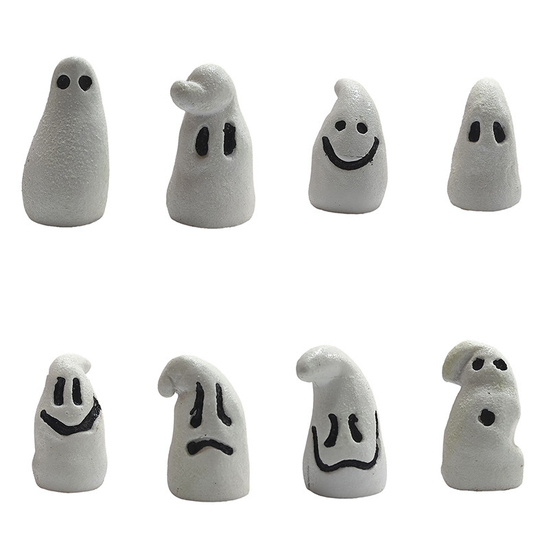 新作クリエイティブ蛍光ホワイトゴースト置物ハロウィンシーンパーティー装飾樹脂工芸家庭装飾品|undefined