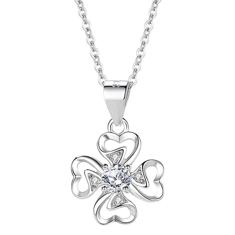 S925 collar de plata esterlina clavícula femenina pequeña Internet rojo Trébol moda colgante joyería regalo del Día San Valentín para la novia