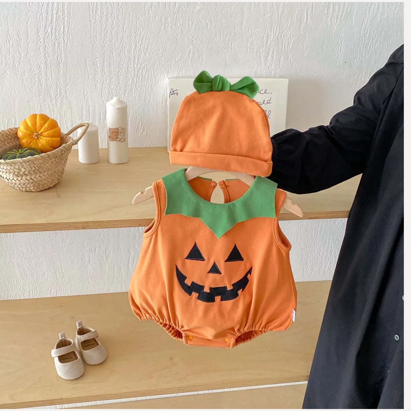 Cross-Border Exclusive Supply of New Autumn and Winter Styles for European and American Boys and Girls, Sleeveless Rompers, Funny Pumpkin Halloween Children's Onesies