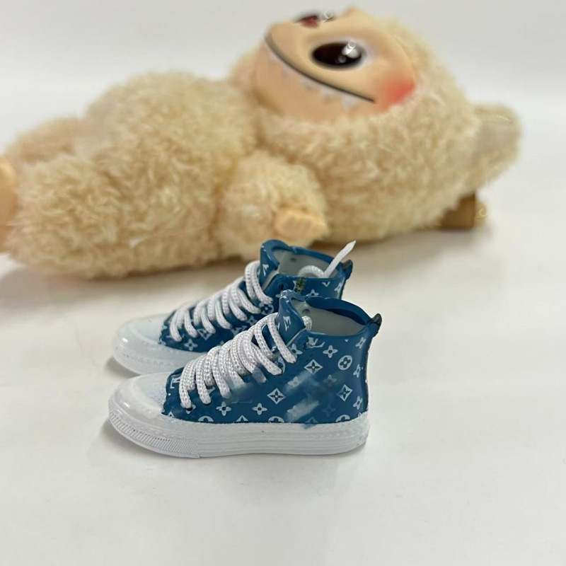 LABUBU Zapatos Rabu Ropa de bebé 17cm felpa vinilo bolso de muñeca colgante para zapatos desnudos caja ciega