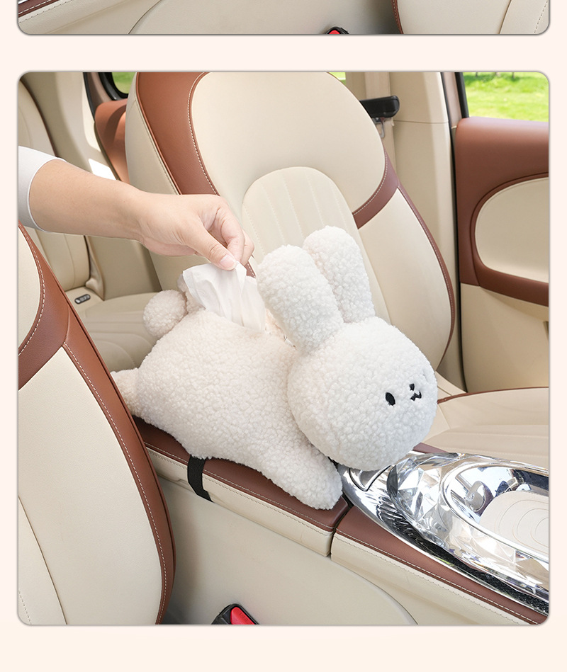 Cartoon Car Tissue Box Creative Plush Car Armrest Box Tissue Holder Car Seat Back Hanging Tissue Box