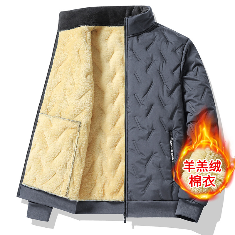 Abrigo acolchado de algodón de lana de cordero abrigo de hombre forrado de lana gruesa abrigo de algodón acolchado abrigo de hombre Otoño e Invierno casual chaqueta acolchada de algodón moda al aire libre al por mayor de los hombres