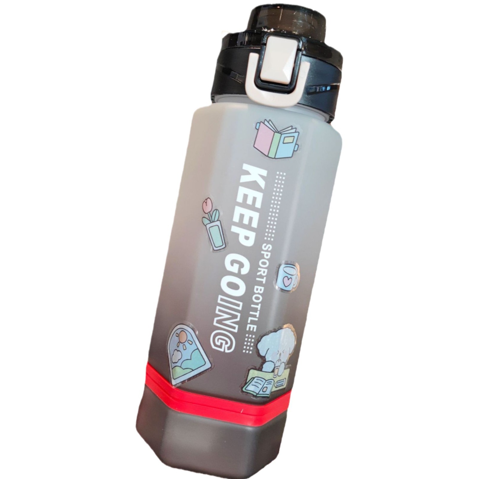 Dos colores degradado color taza de plástico hexagonal con bloqueo portátil cuerda partición taza de bebida directa 700ml pegatinas gratis