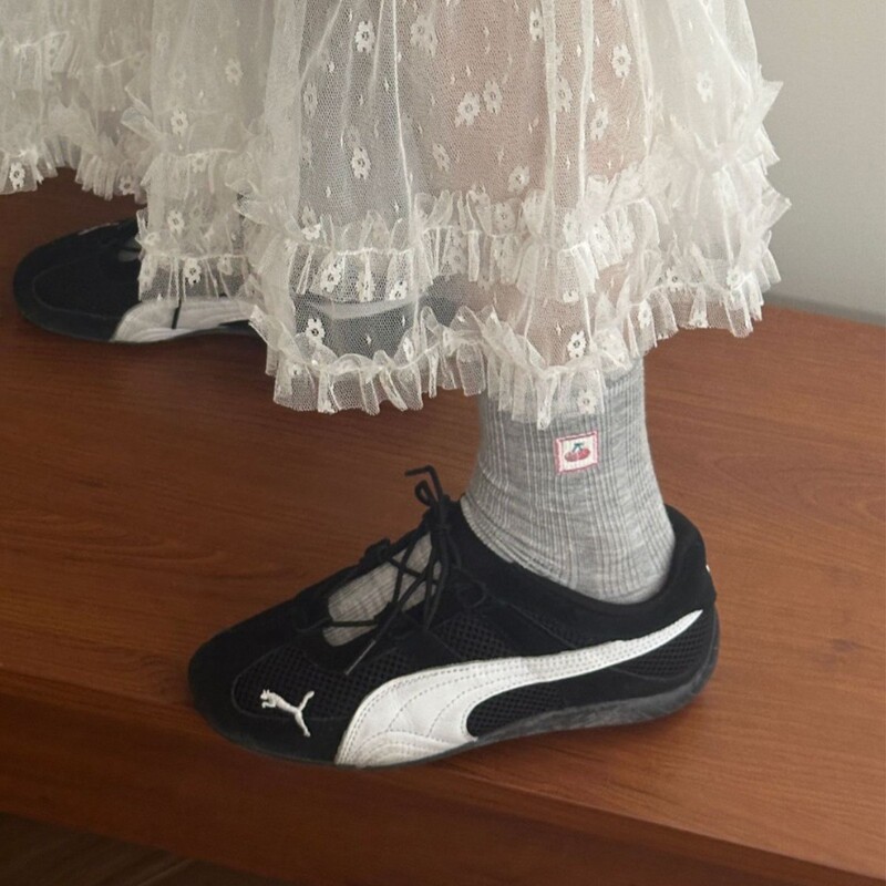Autumn and Winter New Mulberry Silk Wool Slouch Socks for Women, Sweet Cherry Style, Korean Versatile Miu Series Socks