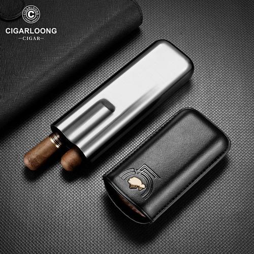 Cigar case portable moisturizing leather case business trip cow leather cigar bag 2 pack