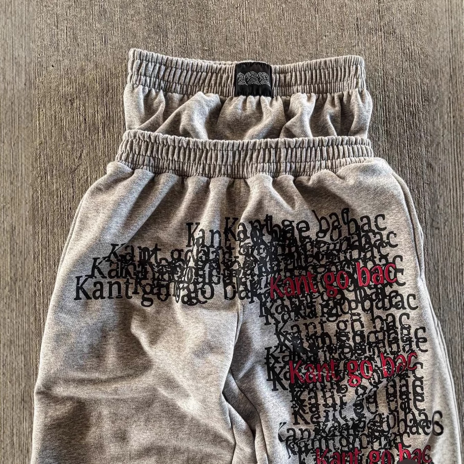 Pantalones casuales con estampado de letras Harajuku retro sueltos transfronterizos, pantalones anchos de moda callejera de doble cintura, pantalones de color de contraste de hip-hop