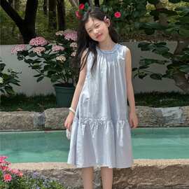 女童连衣裙2026新款初中生漂亮夏薄款衣服儿童富家千金感裙子