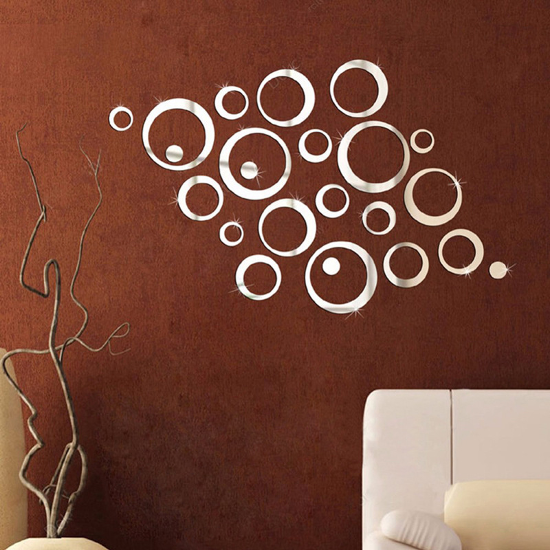 Pegatinas de espejo 3D para pared, diseño circular DIY, decoración moderna del hogar y fondo de pared