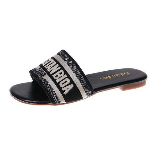 Letter Slippers Women's Summer 2024 New Ins Harajuku Style All-match Flip-flops Printed Sole Fashionable Home Slippers