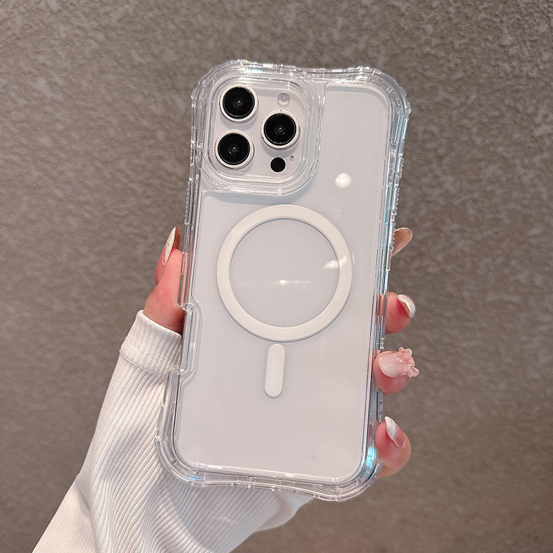 东南亚新品适用IP16PROMAX磁吸美腰三合一透明手机壳挂绳N52强磁|undefined