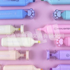6本入り漫画猫の爪型蛍光ペン 学生用マーカーペン マカロンカラー蛍光ペン