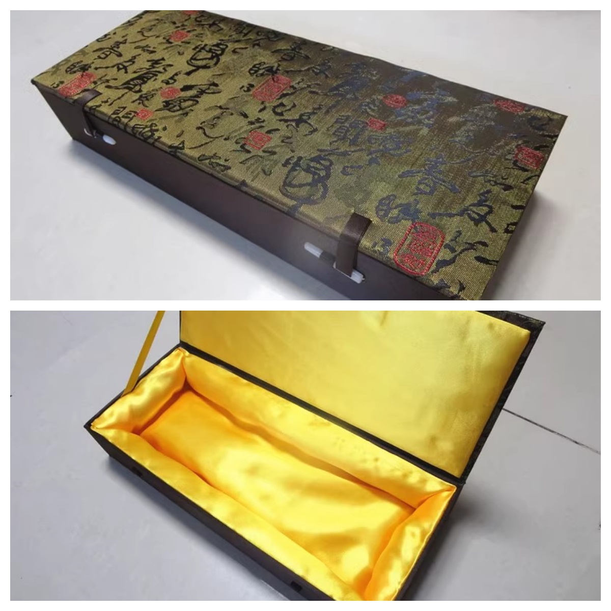 Caja de brocado doble caja de palillos caja de ventilador carro colgar marcos de fotos libros de talla de madera ornamentos artesanía caja de regalo