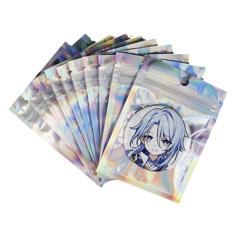 Bolsa de embalaje láser bolsa de autosellado barra Yin Yang bolsa de plástico bolsa holográfica bolsa de plástico de papel de aluminio bolsa de joyería de color Rainbow Magic