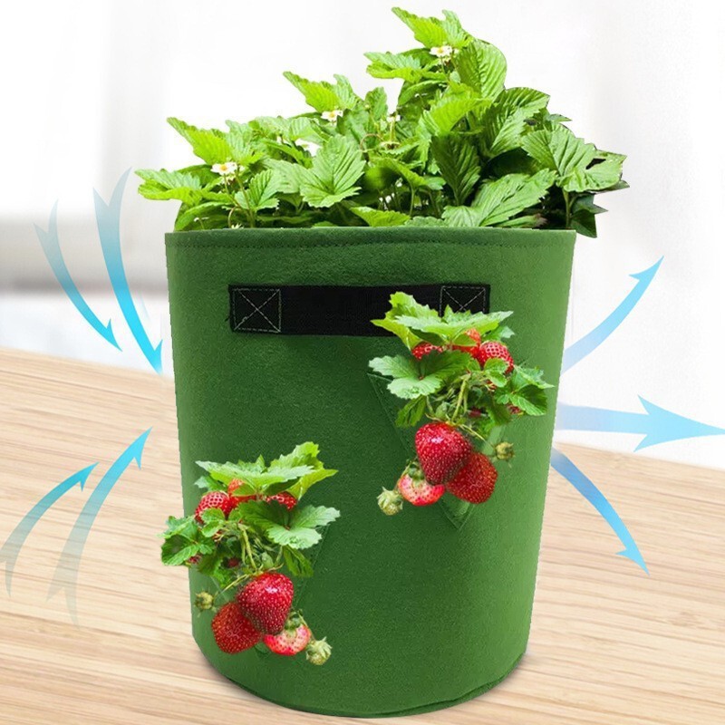 跨境批发毛毡草莓土豆种植桶蔬菜花卉种植毛毡袋圆形开口种植袋|undefined