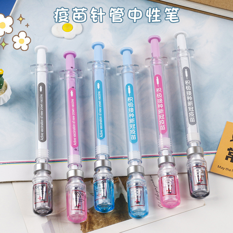Korean Vaccine Pen Syringe Gel Pen Realistic Syringe Needle Gel Pen Student Stationery 0.5mm Water Pen