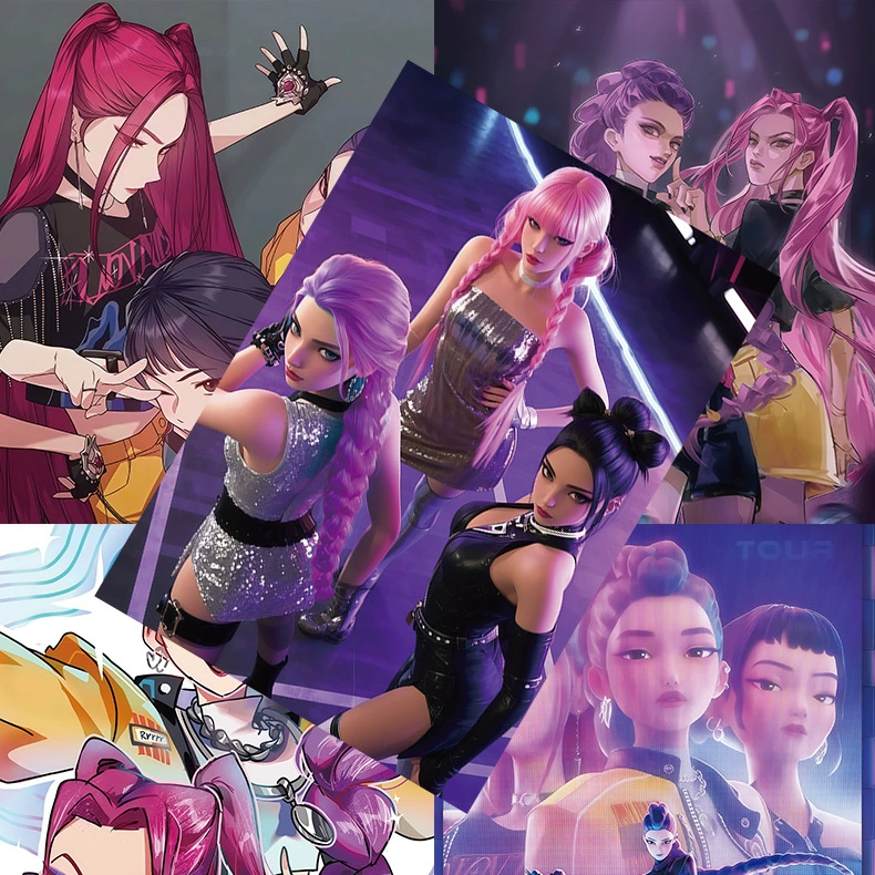 Плакат K-POP «Охотники на ведьм» на мелованной бумаге, HD, 1 набор из 8, аниме-настенные наклейки, декоративное панно для фона