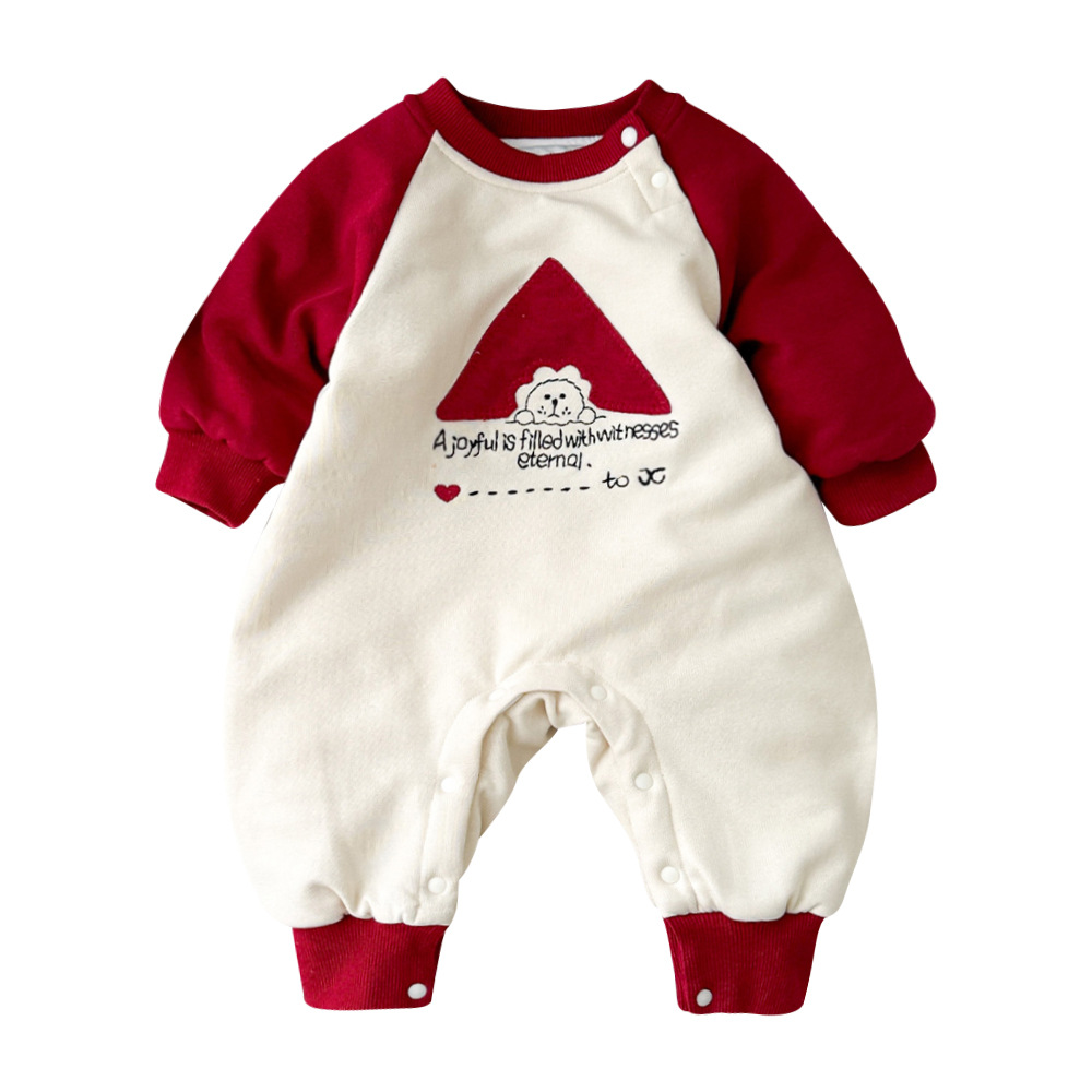 Ropa para bebés otoño e invierno nuevos productos mono acolchado para hombres y bebés mameluco de manga larga con forro de algodón