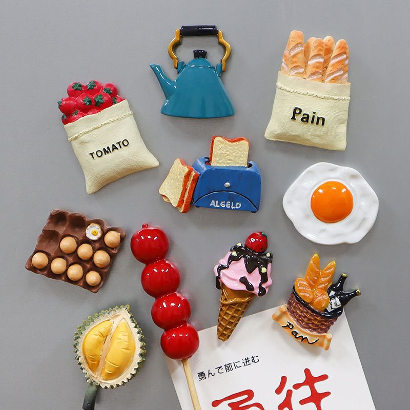 クリエイティブ3D冷蔵庫貼りシミュレーション食品かわいい磁力貼りメッセージ貼り磁気貼り立体樹脂磁石貼り|undefined